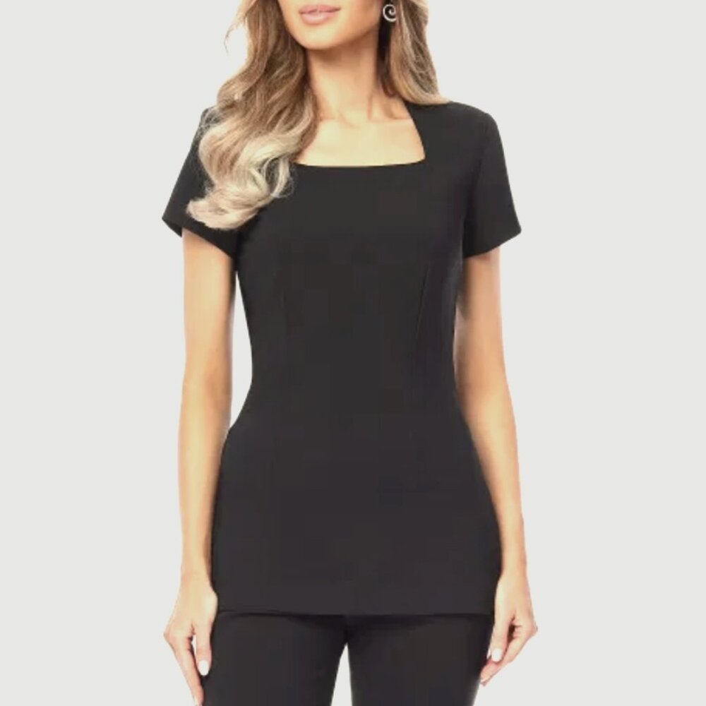Buttercup Uniforms Demure Square-Neck Beauty & Spa Tunic, Black 2/XS NWT